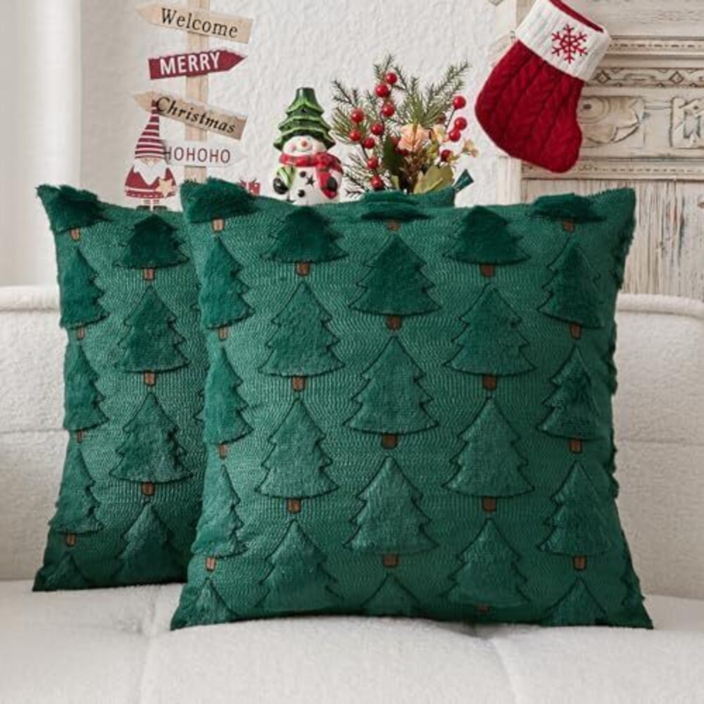 1871 Kevin Textile Christmas Tree Pillow Covers 20x20 Inch Set of 2 Luxury